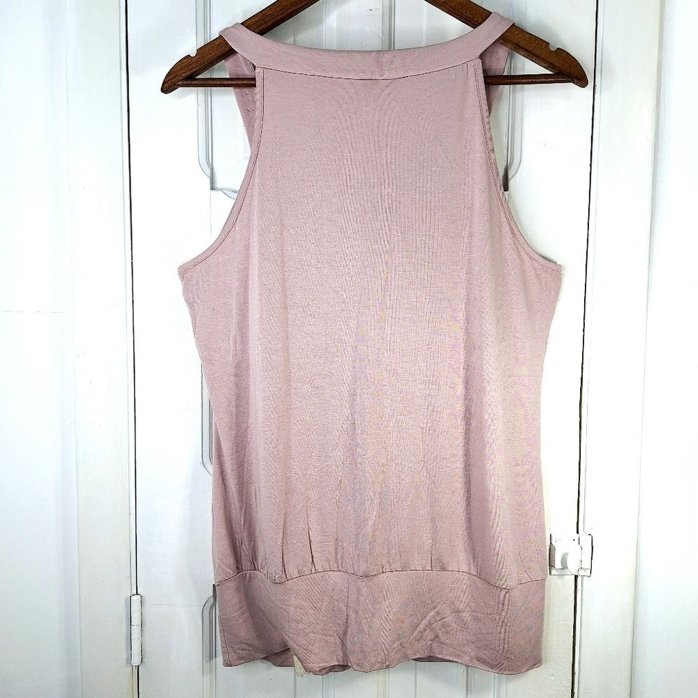 Cable & Gauge Pink Beaded Scoop Neck Tank Top Crystal Collar Sz M - Picture 7 of 14